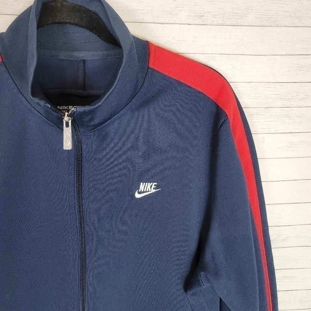 NIKE Golf Sport Dri Fit Navy Blue & Red Track Jacket, sz Large